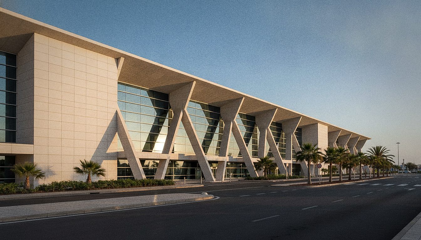 Façade du terminal de l'Aéroport de Grande Canarie de jour