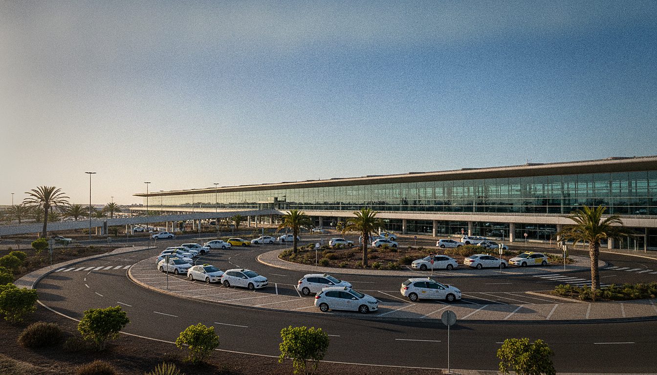 Station de taxis devant le terminal de l'Aéroport de Grande Canarie